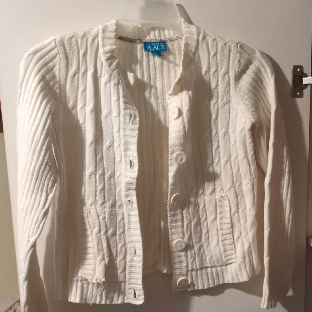 The Children's Place White Textured Cardigan Sweater